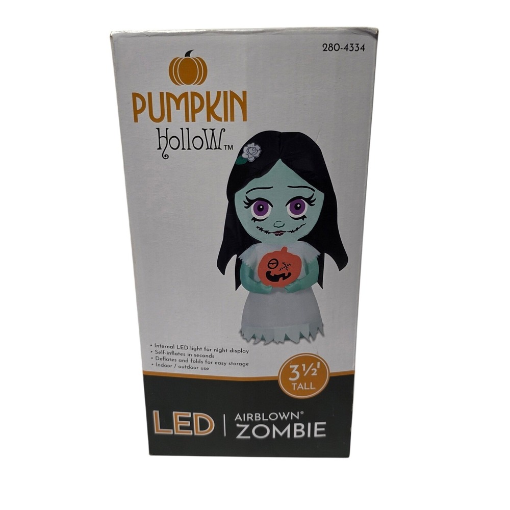 Pumpkin Hollow 3.5ft LED Airblown Zombie Girl Halloween Inflatable *